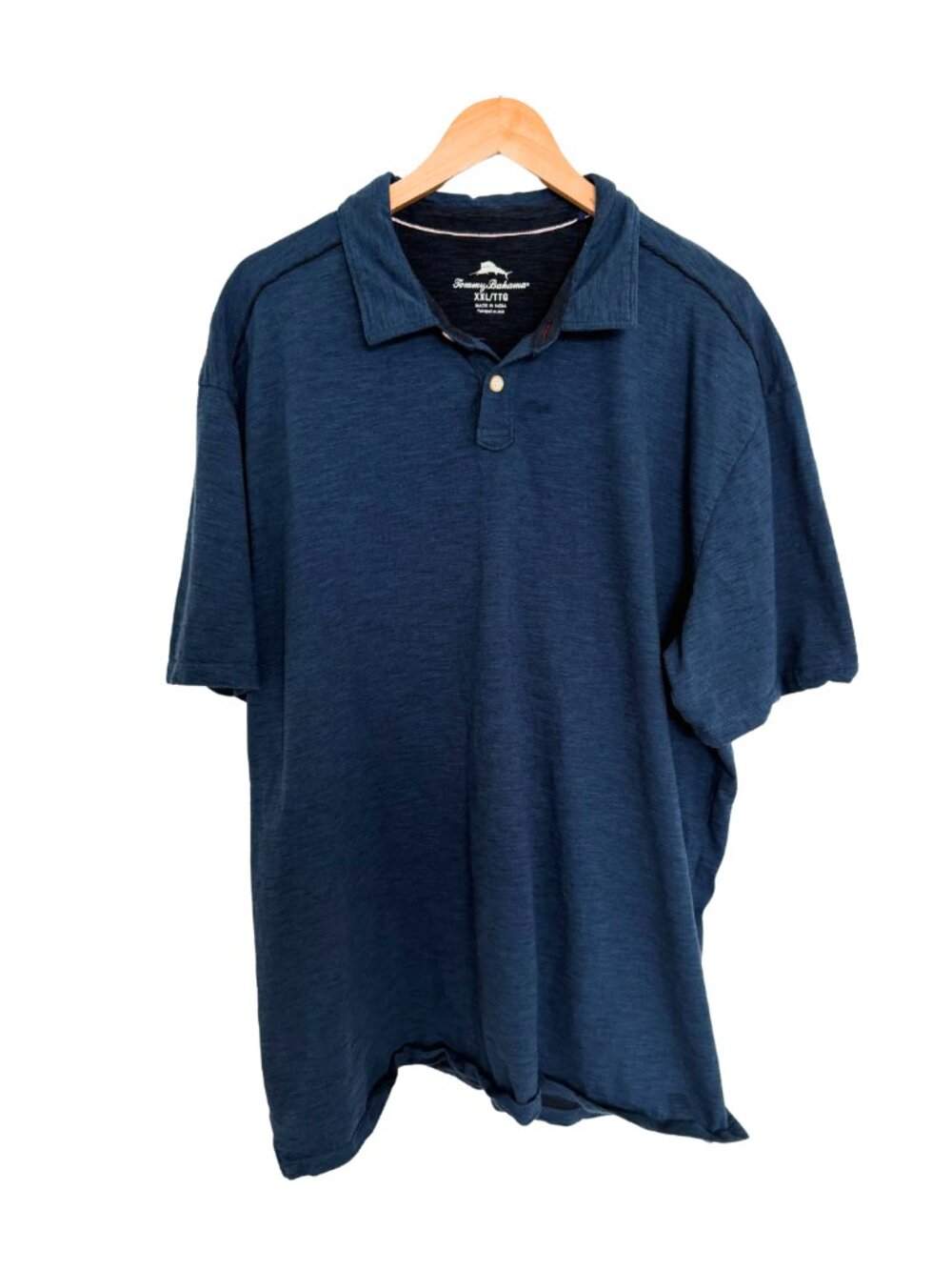 Tommy Bahama Shirt Men XXL Navy Blue Polo Short Sleeve Heathered Casual